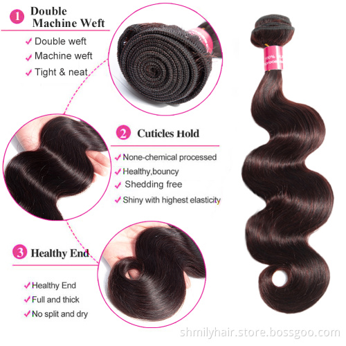 Wholesale Pre Colored Human Hair Bundles 2# Color Dark Brown 10A Grade Cuticle Aligned Virgin Brazilian Human Hair Extension